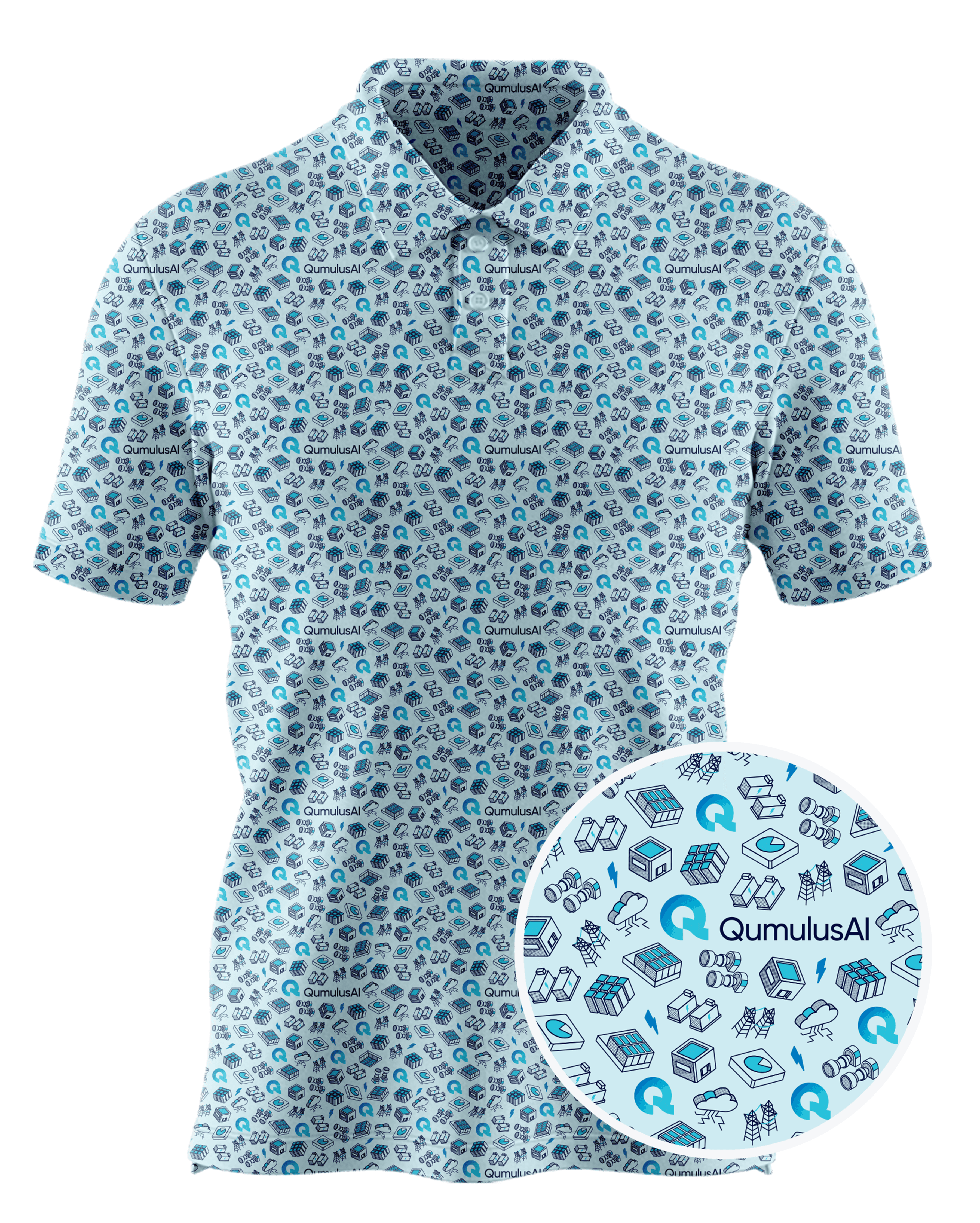 QumulusAI custom all-over print polo