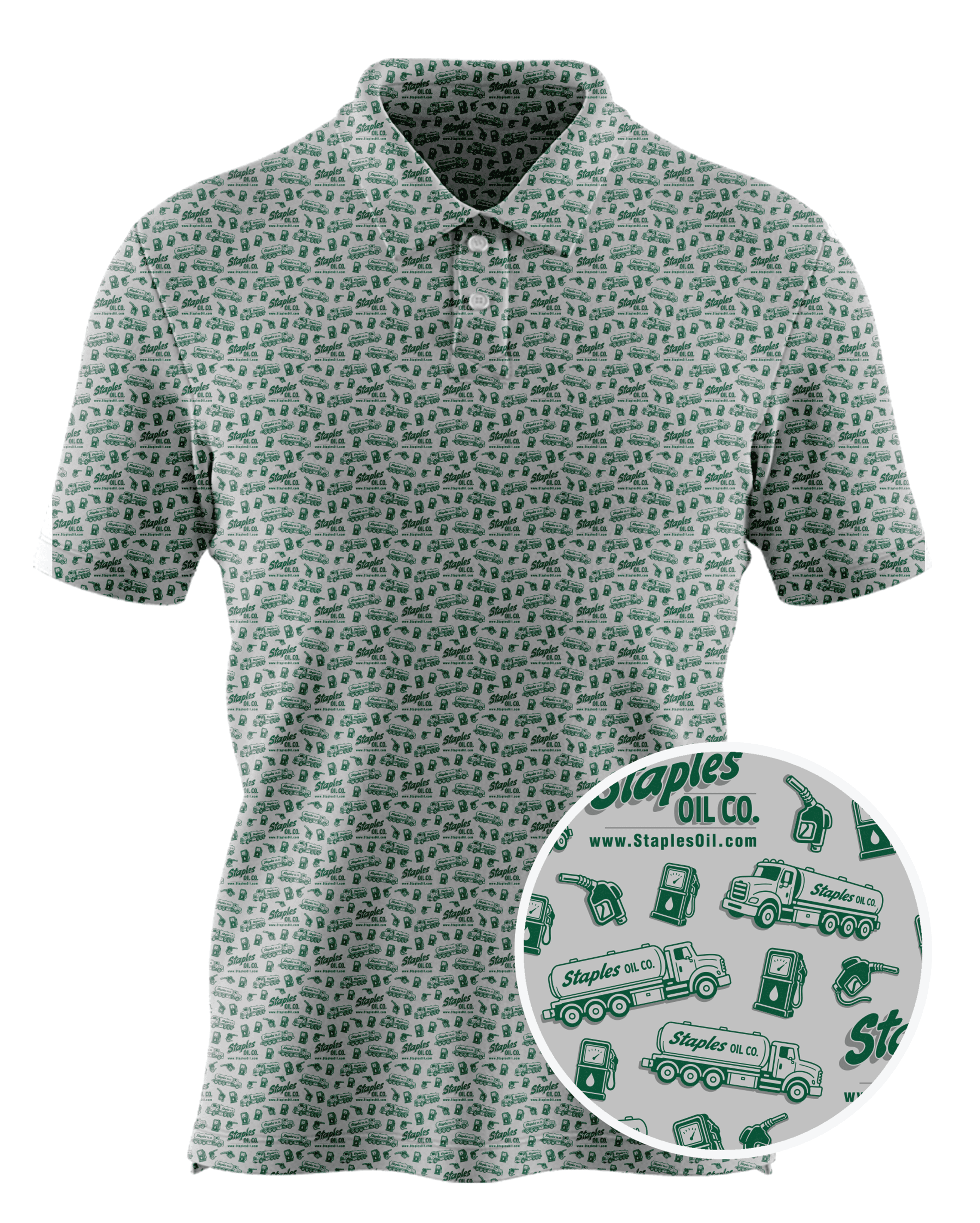 Staples Oil custom all-over print polo
