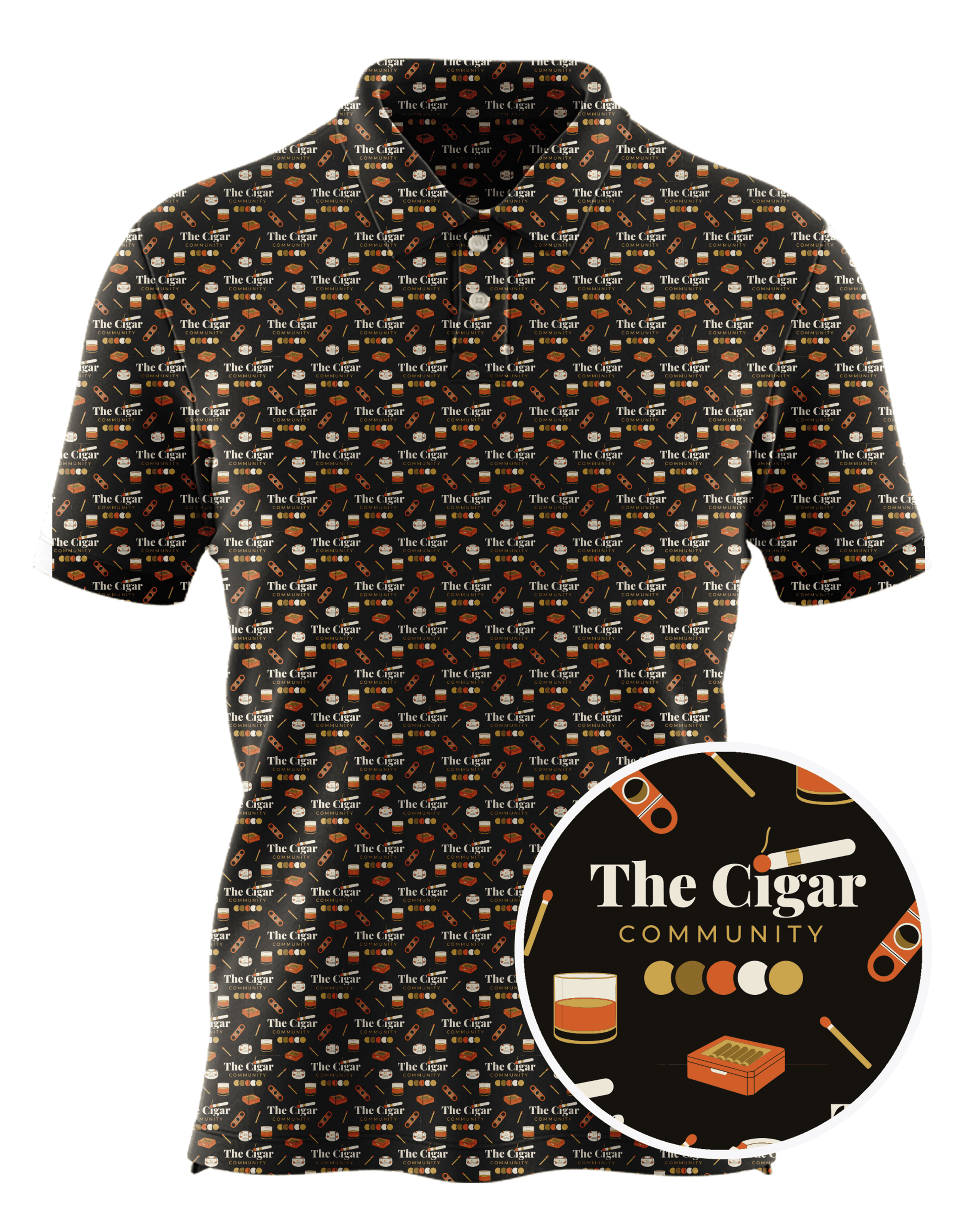 The Cigar Community custom all-over print polo