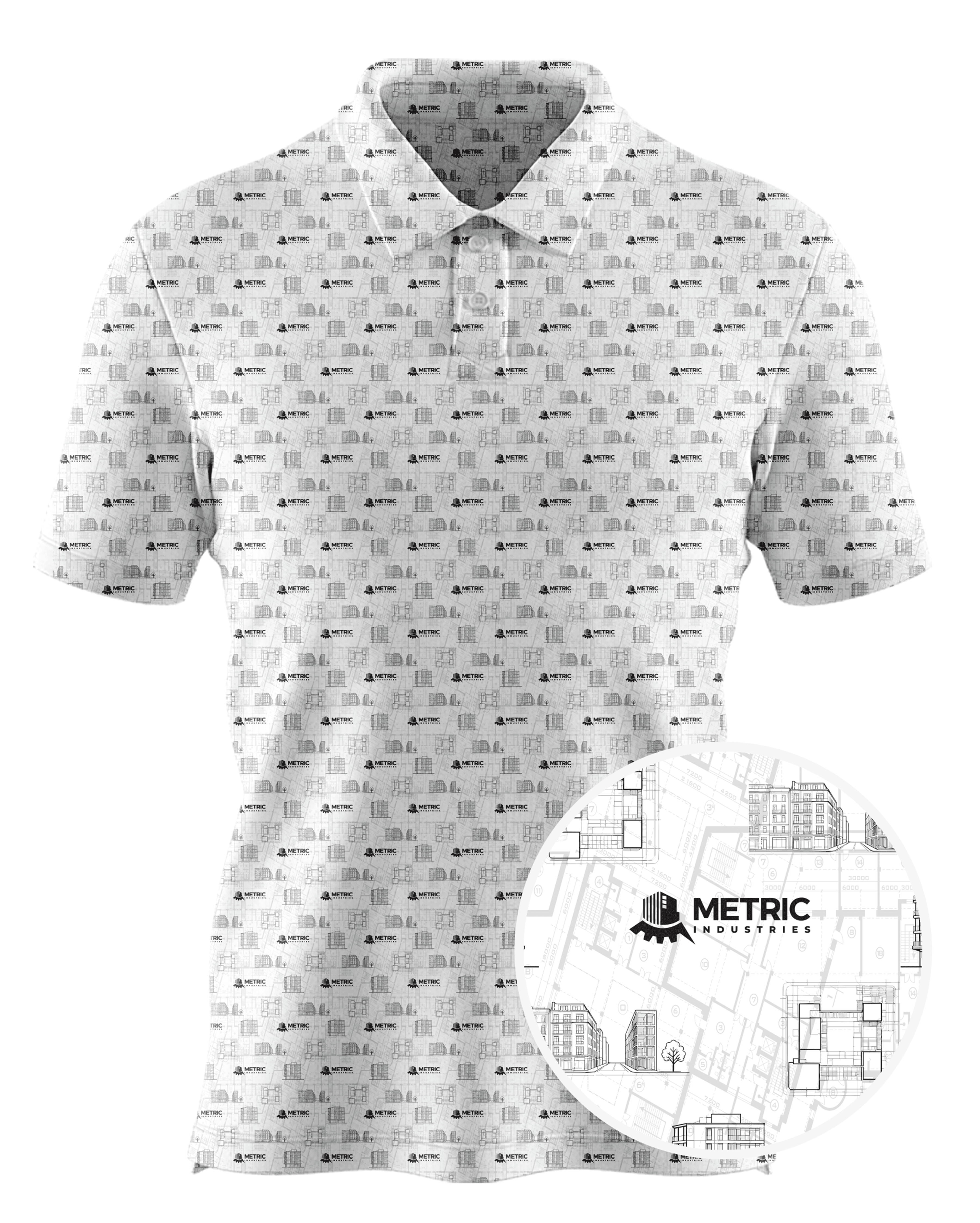 Metric Industries custom all-over print polo