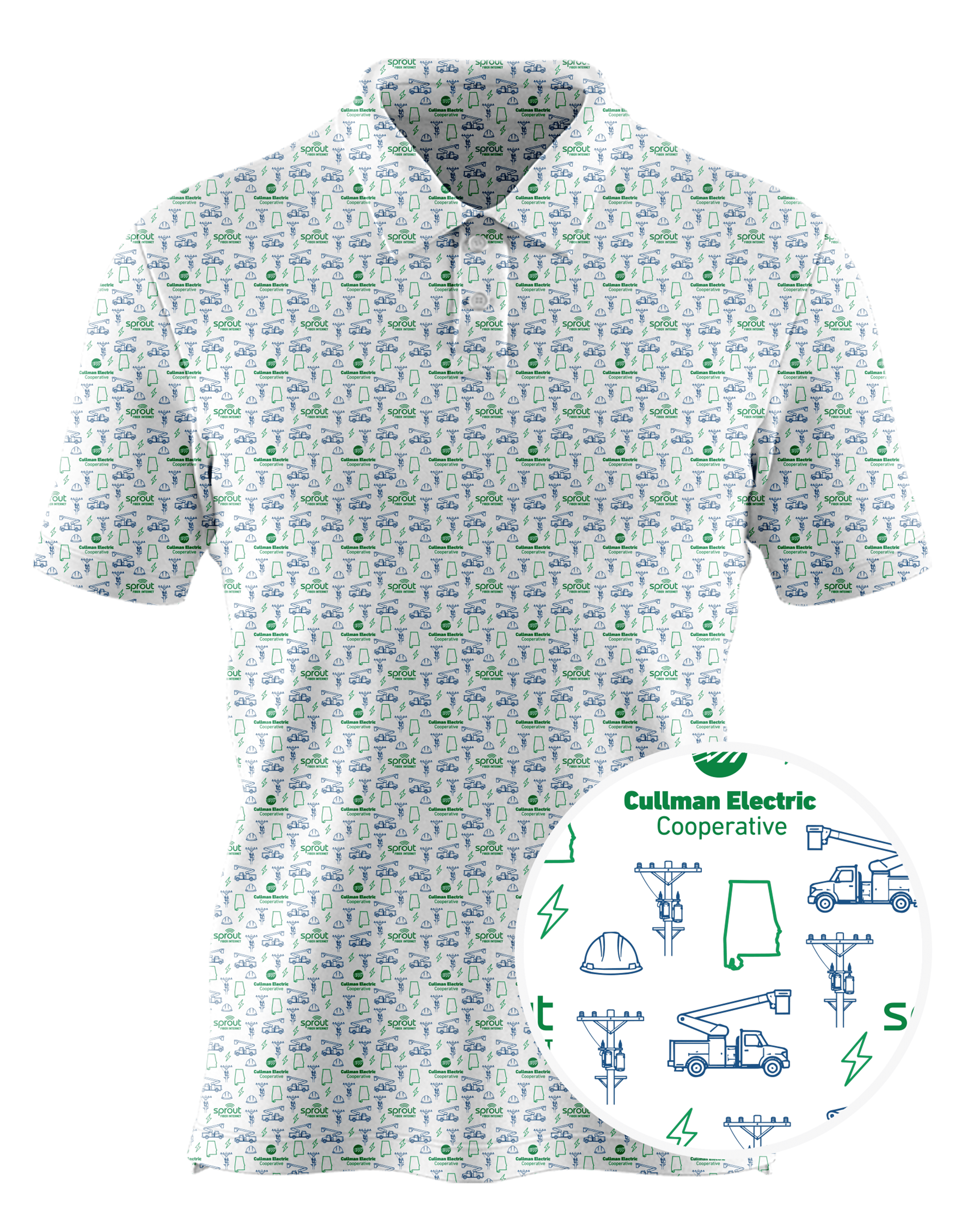 Cullman Electric Cooperative custom all-over print polo