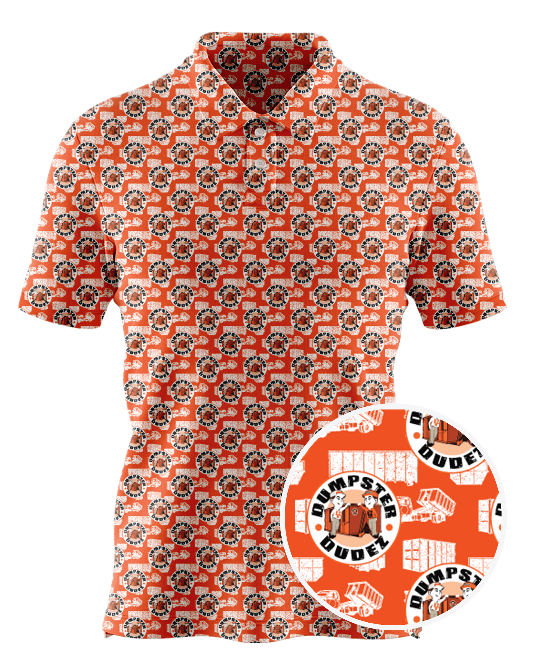 Dumpster Dudez custom all-over print polo
