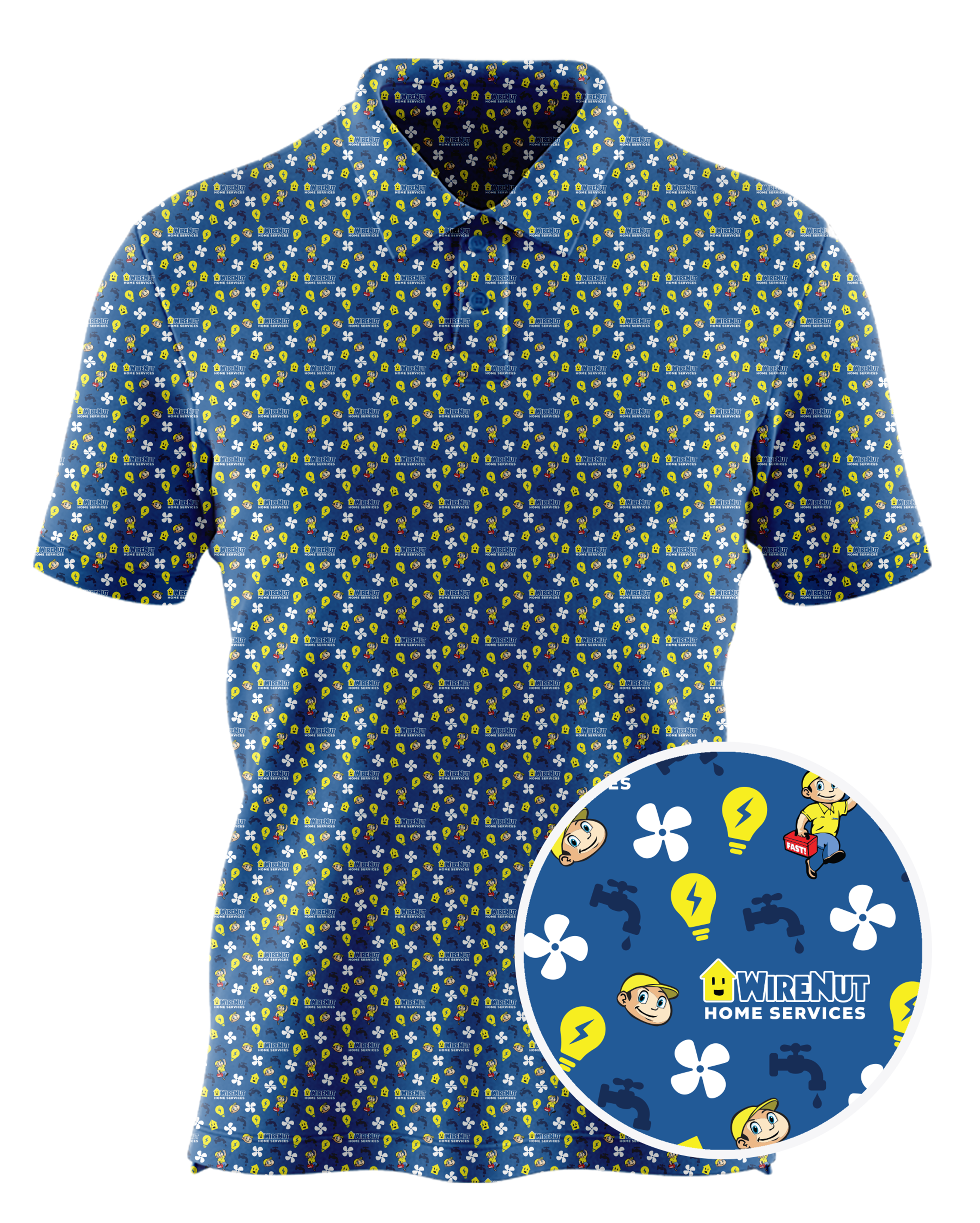 WireNut Home Services custom all-over print polo