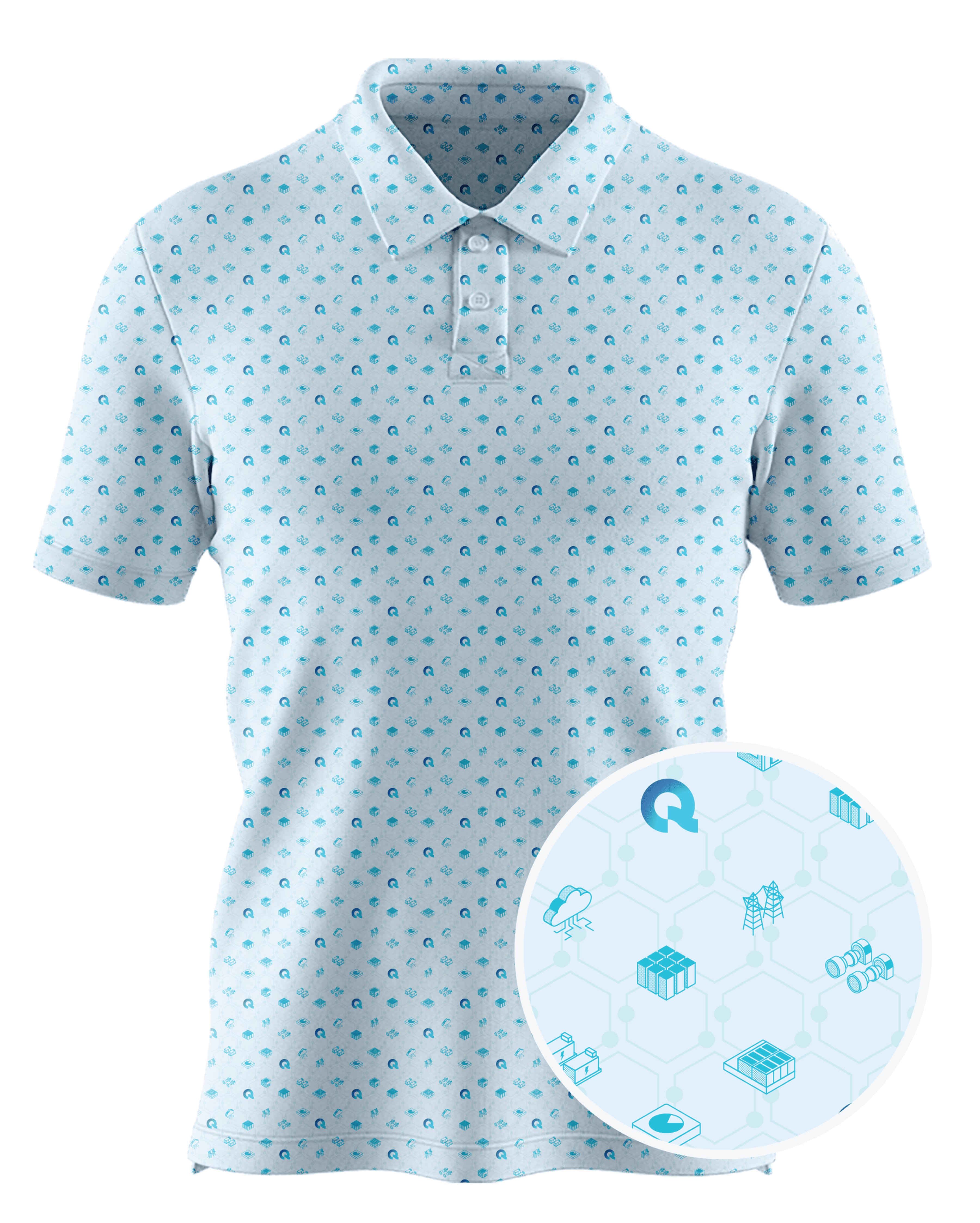 QumulusAI custom all-over print polo
