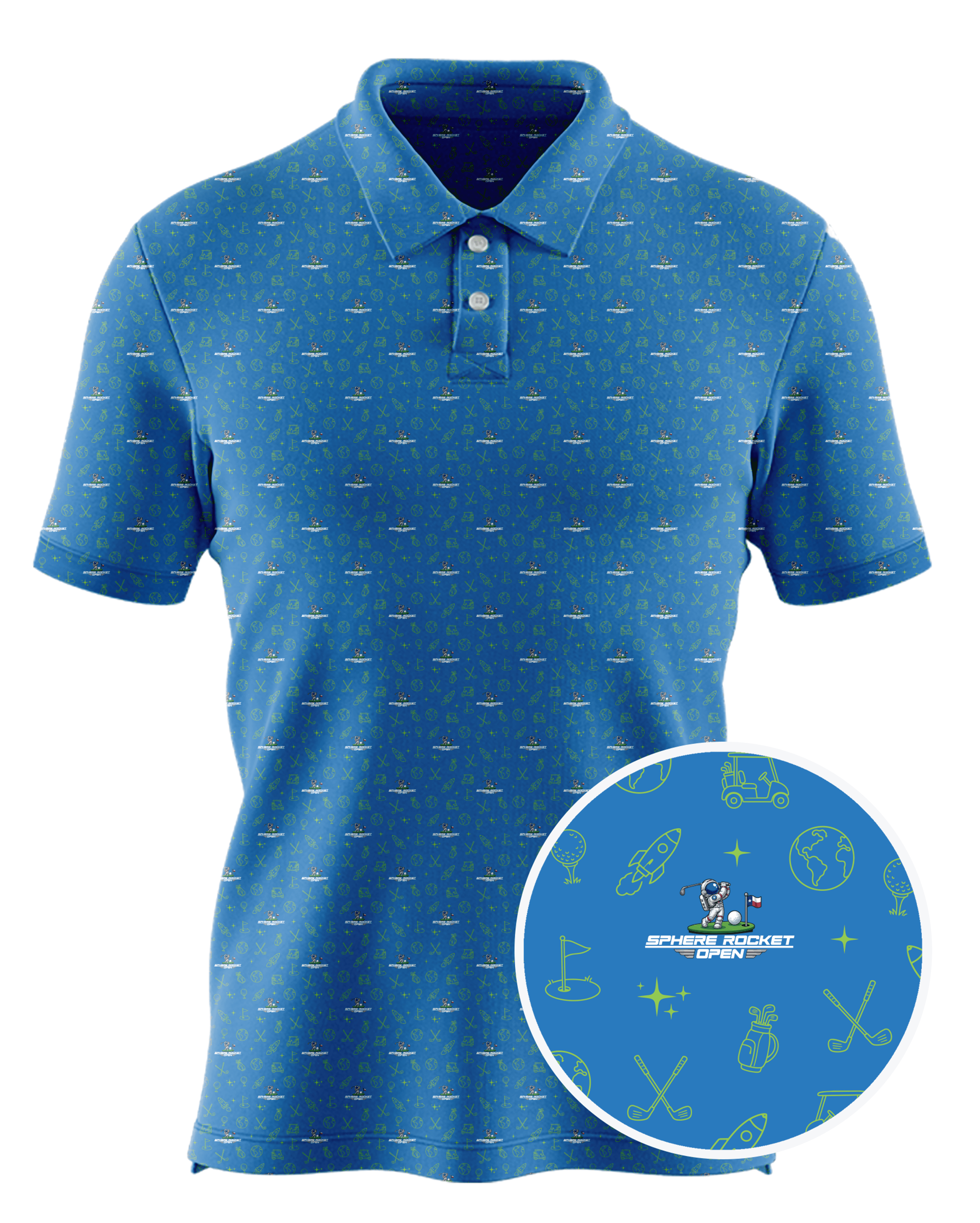 Sphere Rocket custom all-over print polo
