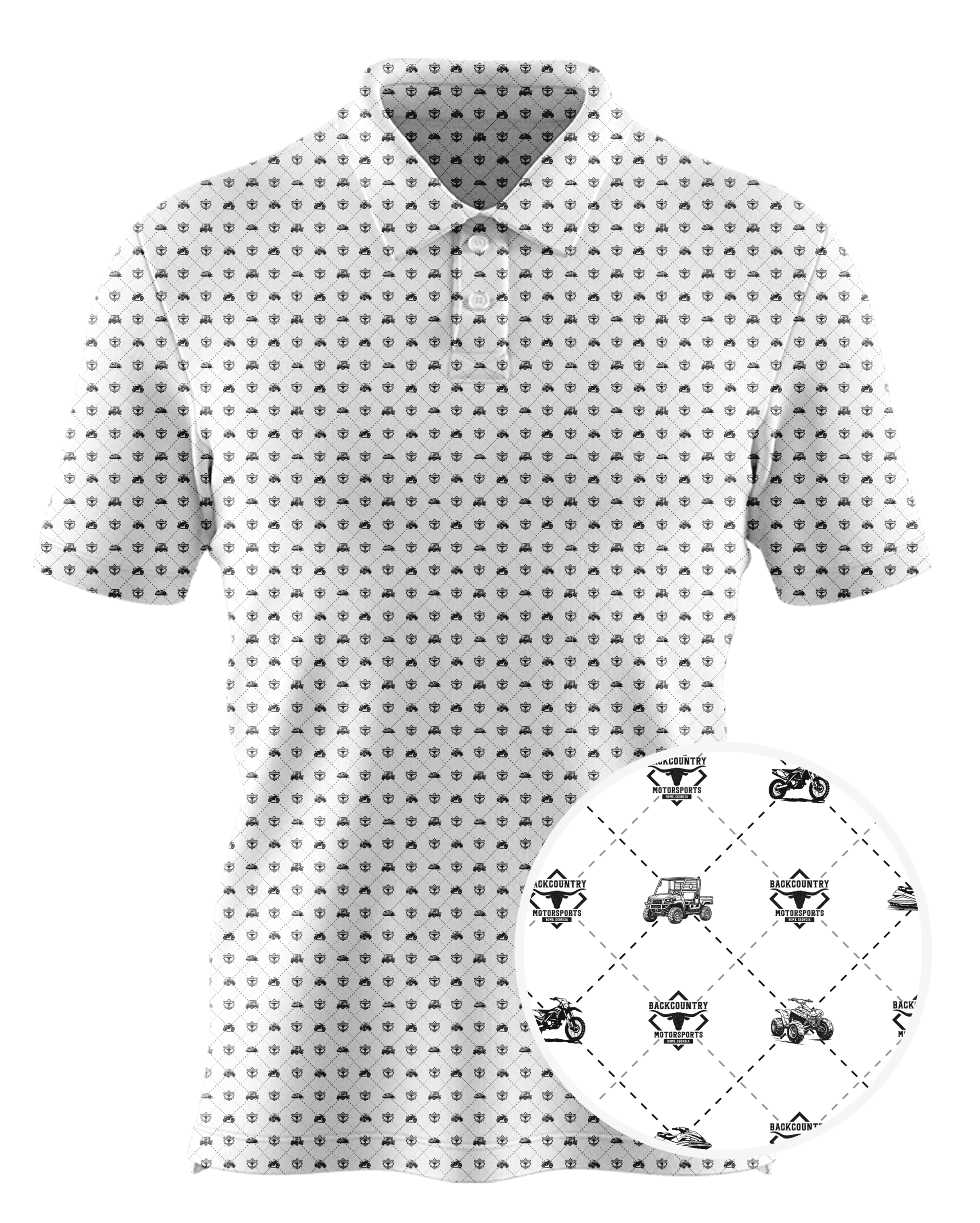 Backcountry Motorsports of Rome custom all-over print polo
