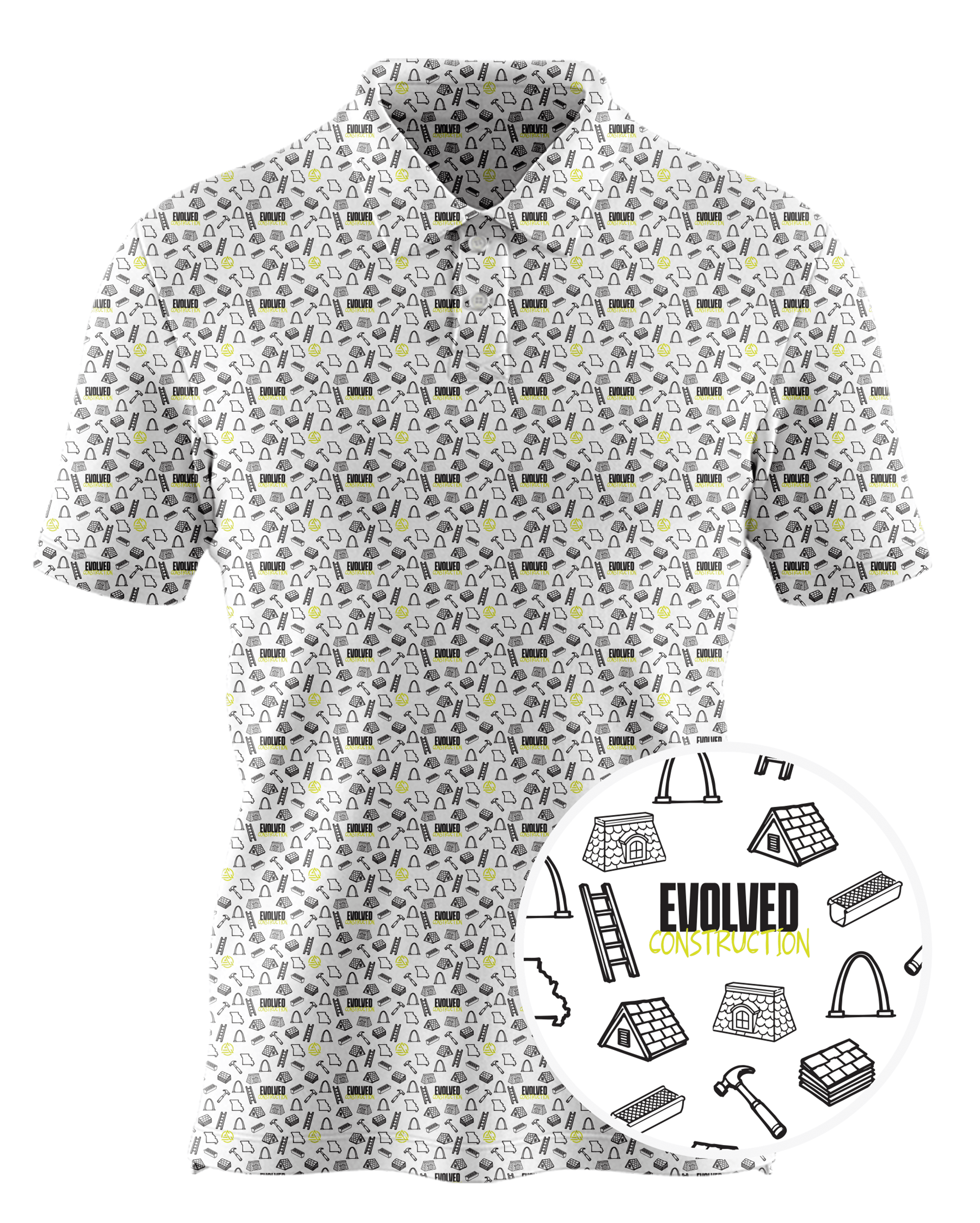 Evolved Construction custom all-over print polo