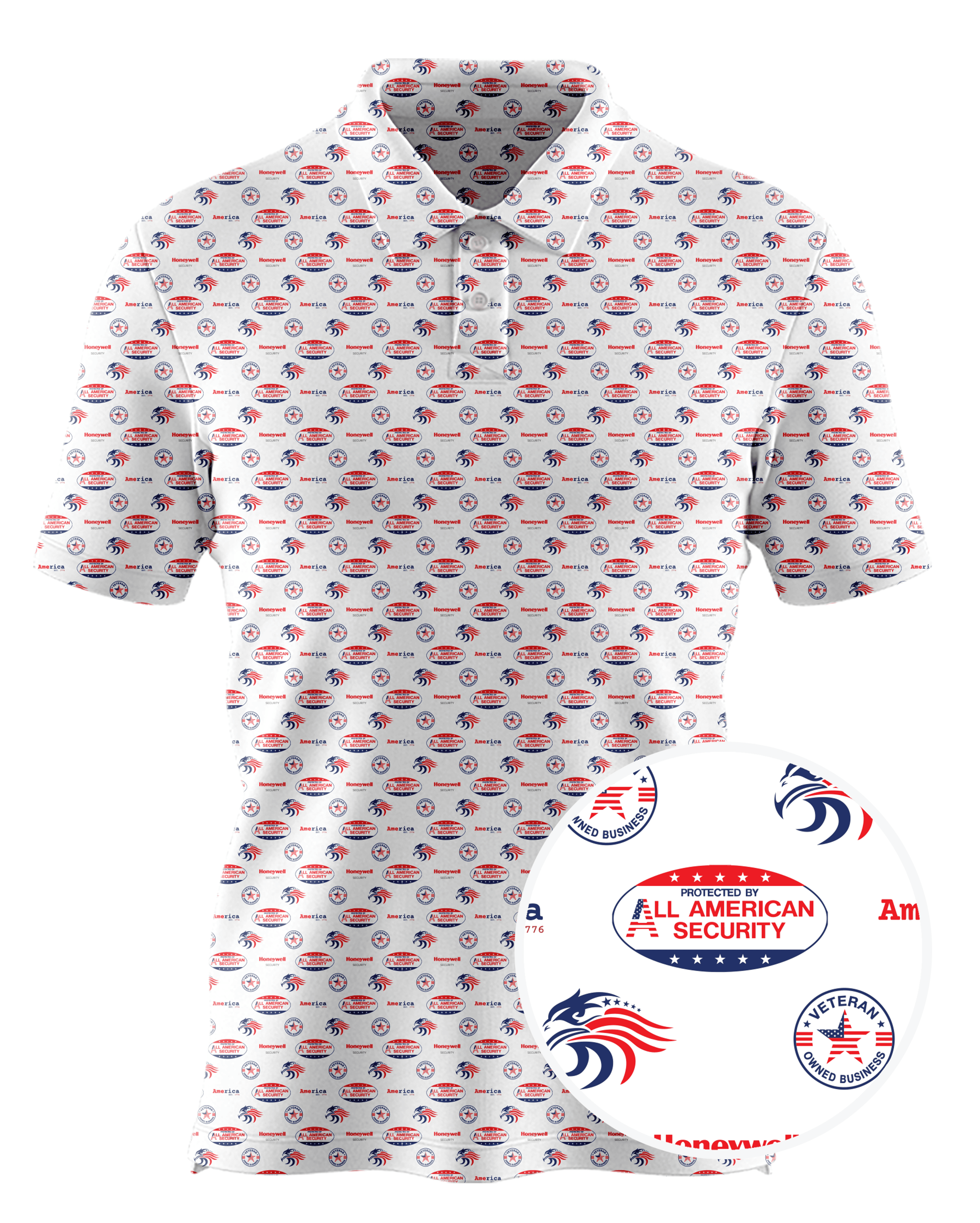 All American Security custom all-over print polo